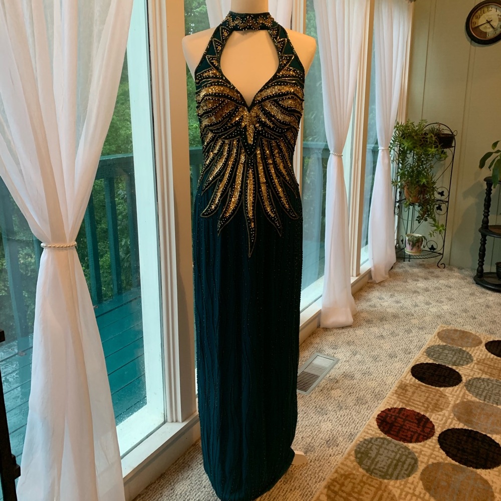 Beaded formal gown for prom or wedding.